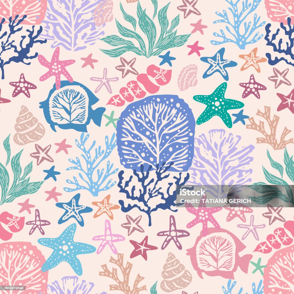 Sea Tree Patterns Sea Pattern 18 Stock Illustration - Download Image Now - Seamless ...