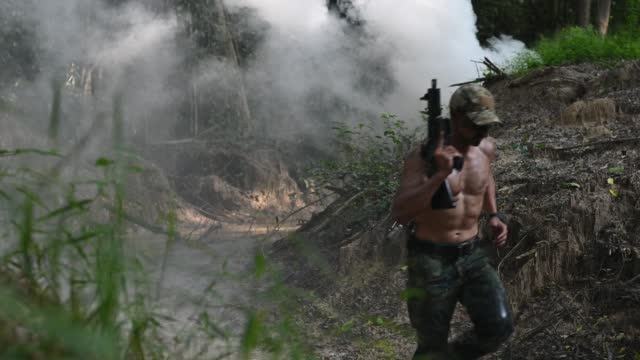 Thai men show military training