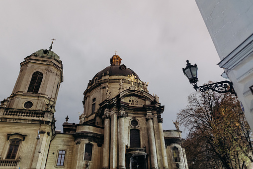 Vienna, Austria, 2018: White Facade of St. Charles's Church which is a Roman Catholic church built in the first half of the 18th century. It is situated in the Vienna district Wieden.