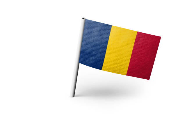 istock Flag of Chad pinned. White background 1442477165