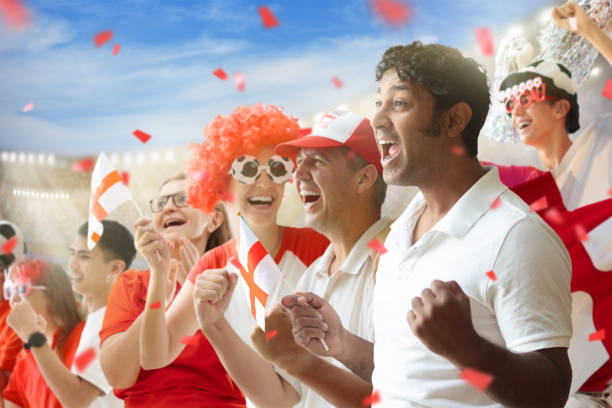 istock England football team supporter on stadium. 1442478824