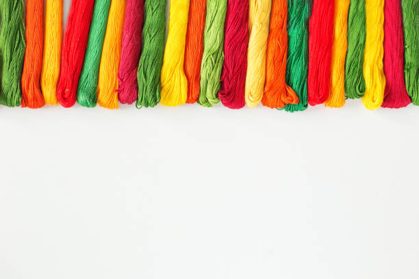Background from multicolored threads, embroidery floss. Hobby and DIY concept