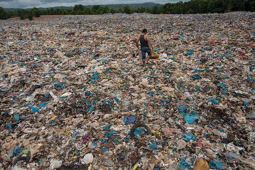 Garbage in landfills