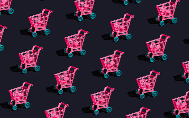 istock Shopping cart repetition on black 1442486410