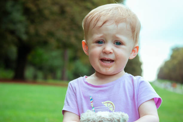 Sad, tearful and upset 21 month old girl