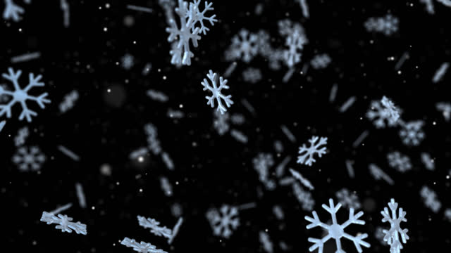 3D Christmas snow falling snowflakes on transparent background, Alpha channel ready, 3D rendering.