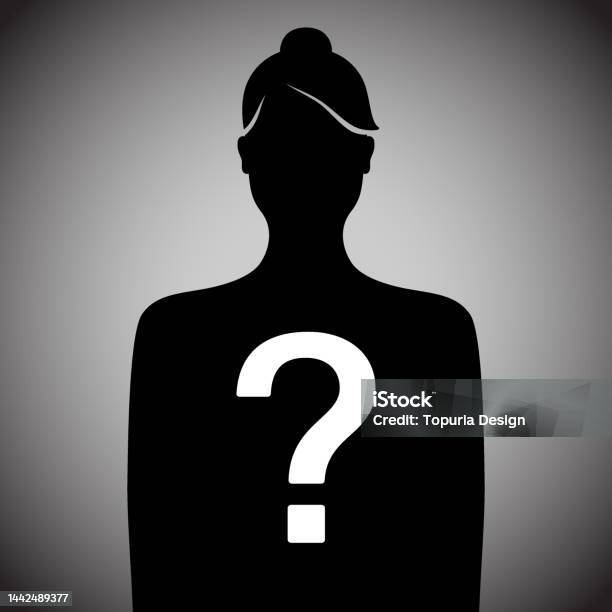 Silouhette Inconnu Silhouette Noire De Femme Anonyme Avec Point Dinterrogation ...