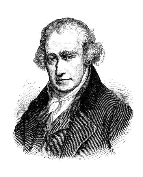 ilustraciones, imágenes clip art, dibujos animados e iconos de stock de retrato grabado de james watt (1736-1819) inventor, ingeniero mecánico y químico escocés, famoso por su máquina de vapor de potencia y eficiencia mejoradas - james watt