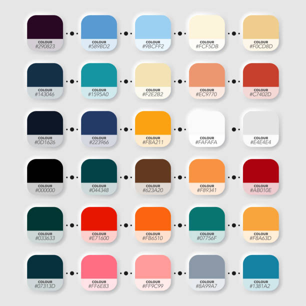 Set of six bright colours palette with RGB numbers code