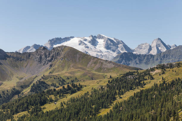 istock Marmolada mount is the highest peak in the Italian Dolomites with its characteristic perennial glacier on the northern face 1442491041