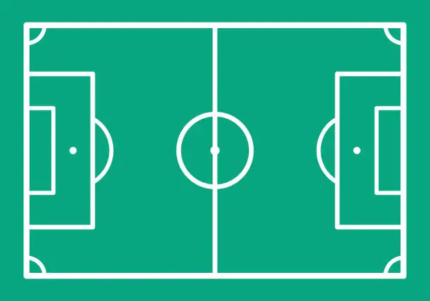 Vector illustration of Flat soccer or football green playing field