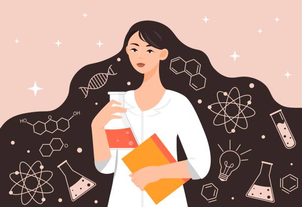 과학을 가진 여성 - scientist vector women science stock illustrations