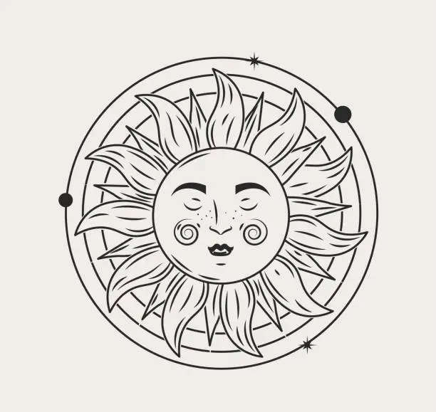 Vector illustration of Mystical esoteric sun