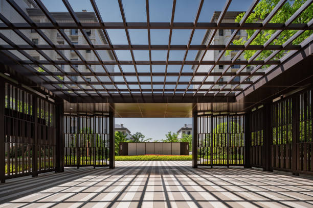 istock Modern residential gazebo, landscape pavilion 1442498234