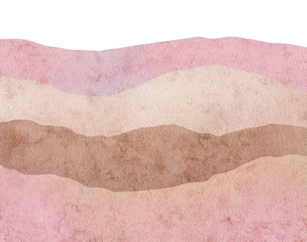 istock watercolor abstract watercolor background with mountain hills , color stripes 1442498956