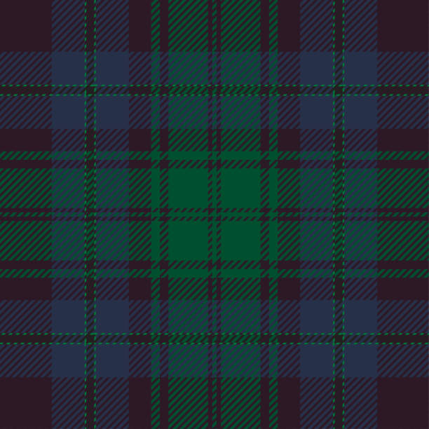 Bleu et vert Scottish Tartan Plaid Motif Tissu Swatch - Illustration vectorielle