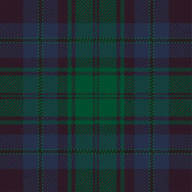 Vector illustration of Blue And Green Scottish Tartan Plaid Pattern Fabric Swatch