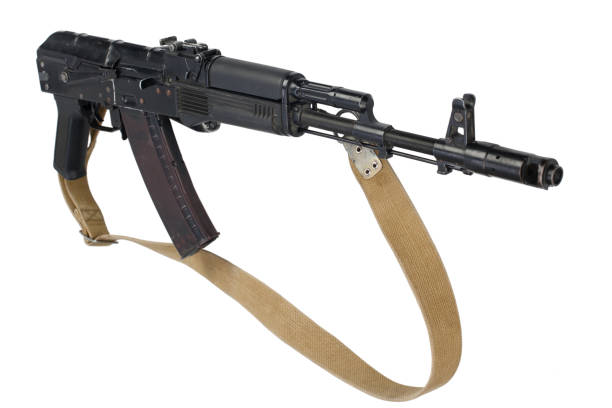 istock modern kalashnikov AK 74M assault rifle with folded stock 1442500127