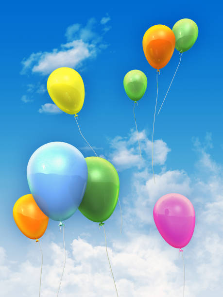 Balloons in the sky stock photo