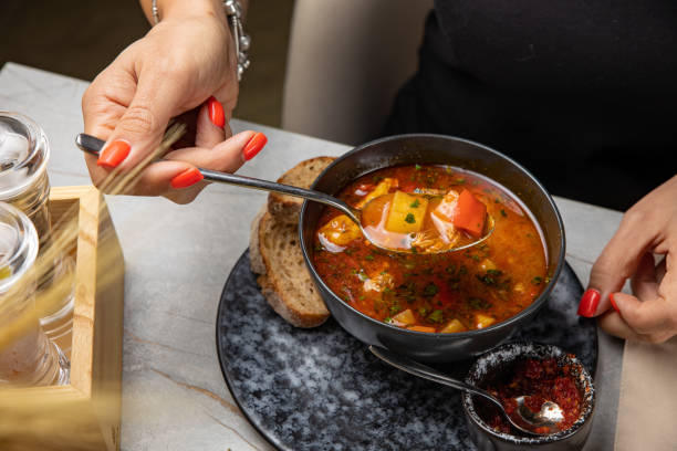 istock delicious soup prepared in the restaurant by the chef 1442502054