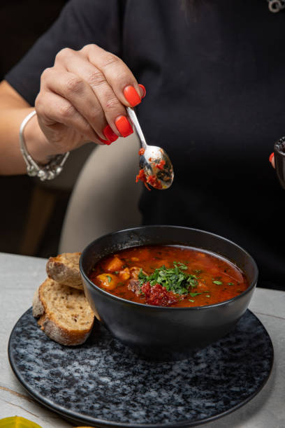 istock delicious soup prepared in the restaurant by the chef 1442502624