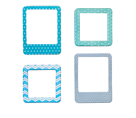 cut-out cardboard frames close-up on a white background