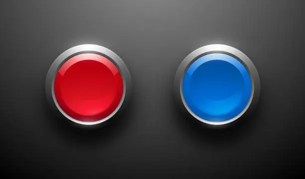 Vector illustration of Red and blue buttons