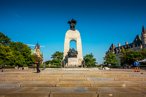 Ottawa, Canada - August 20, 2022: View to The National War Memorial in Ottawa in Canada. Ottawa is the capital city of Canada.