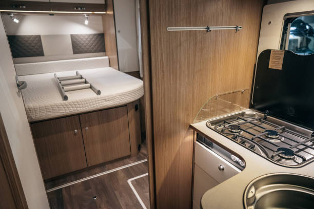 istock New luxury camper van with bed and stove 1442510848