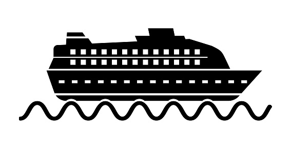 Luxury cruise ship silhouette icon. Cruising. Editable vector.