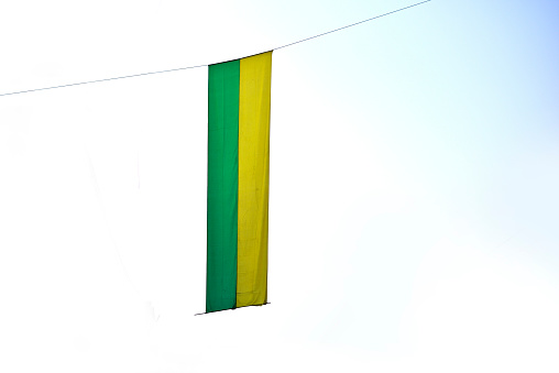 Brazilian flag is flying in sky