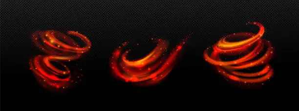Vector illustration of Fire sparkle motion effect, spiral twist or swirl