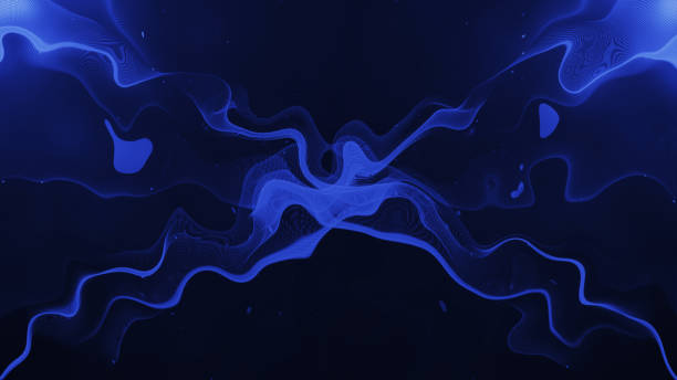 Blue dark dreamy molecular dot geometric space background animation, modern triangle shaped technology particle analysis themed background