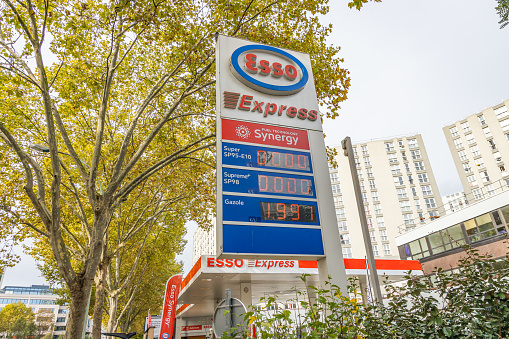 Esso gas station with only diesel and no gasoline available during a refinery strike in France