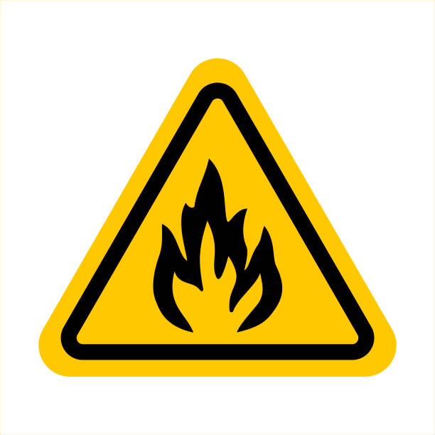 Danger warning caution. Flammable substances sign. Yellow triangle sign board warning sign with flame fire inside. Caution flammable materials. Vector illustration EPS 10 Danger warning caution. Flammable substances sign. Yellow triangle sign board warning sign with flame fire inside. Caution flammable materials. Vector illustration EPS 10 number counter stock illustrations
