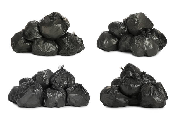 istock Set with trash bags filled with garbage on white background 1442522822