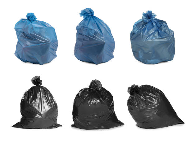 istock Set with trash bags filled with garbage on white background 1442522823