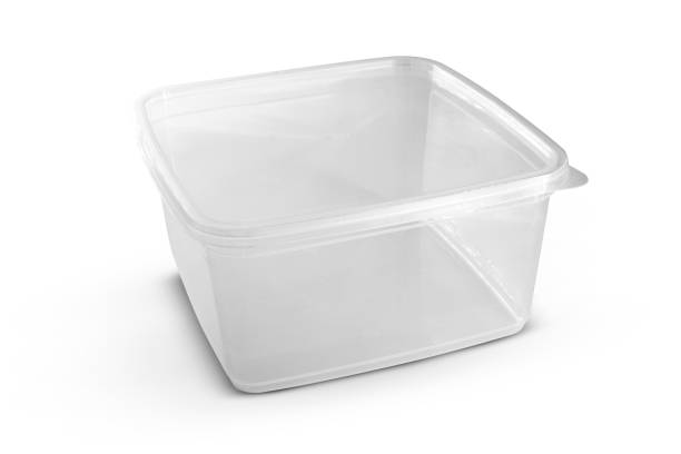 istock Transparent plastic food box isolated on white background 1442530321