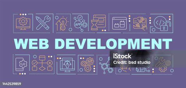 Web Development Blue Web Development Word Concepts Dark Blue Banner Stock Illustration ...