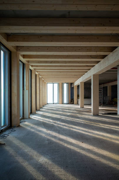 istock construction site of a Timber-concrete composite office building 1442541525