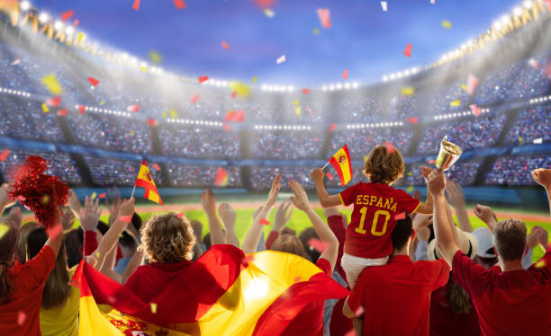 istock Spain football team supporter on stadium. 1442542832