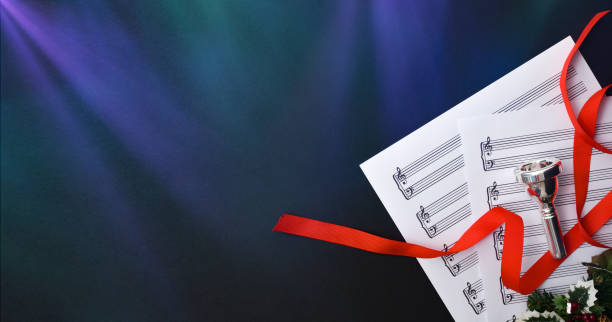 istock Wind instrument performance concept with mouthpiece and sheet 1442551696