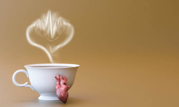 Smoke In The Form Of A Heart Line. Coffee and Heart Health Concept. stock photo