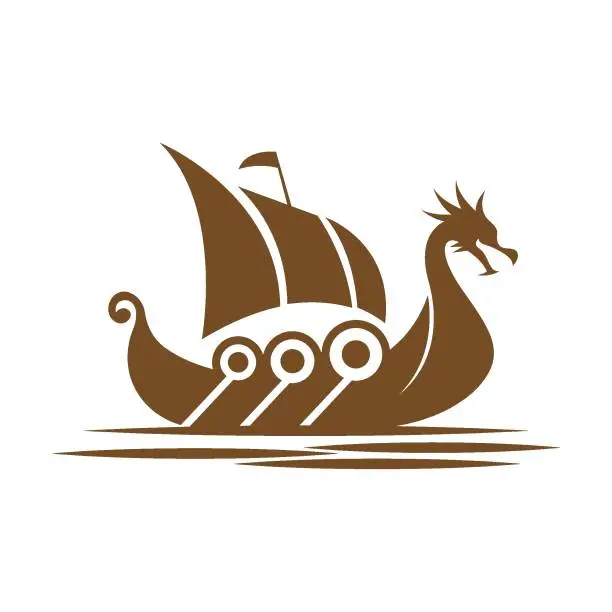 Vector illustration of Viking ship icon logo design illustration