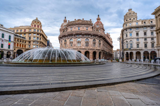 Piazza De Ferrari main square in Genova Italy