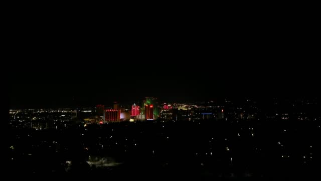 Aerial view of Reno Nevada cityscape at night