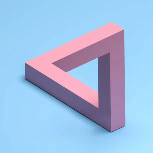 Optical Illusion or paradox called "The Penrose triangle" or Penrose tribar. The impossible tribar is a triangular impossible object, an optical illusion.