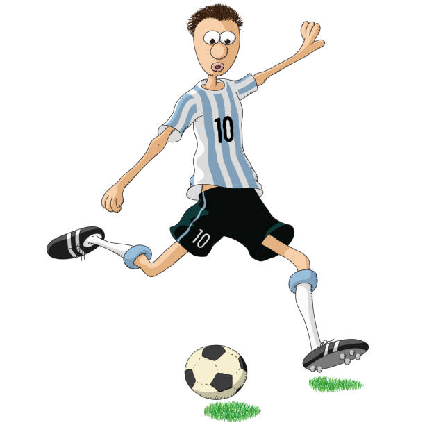 Argentine soccer player kicking a ball Argentine soccer player kicking a ball calciatore stock illustrations