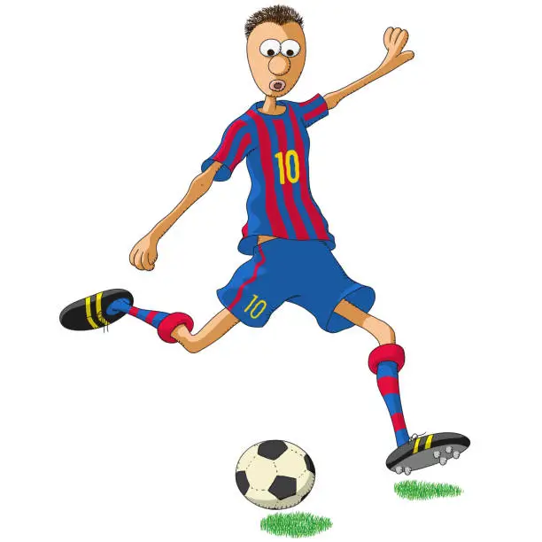 Vector illustration of Barcelona soccer player kicking a ball