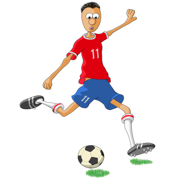 Chile soccer player kicking a ball Chile soccer player kicking a ball calciatore stock illustrations